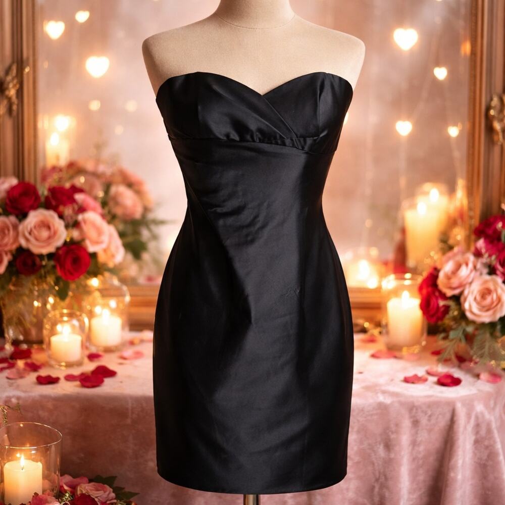 Kay Unger Women's Sleeveless Midi Luxurious Designer Sexy Black Dress Size 10